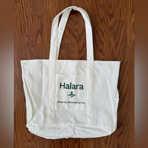 Halara Letter Print Casual Canvas White/Green Tote Bag NWT